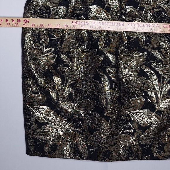 Alex Evenings Dress 10 Women Damask Metallic Sheath Jewel Beaded Belt Zip NYE - Picture 10 of 12